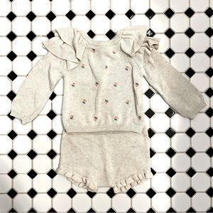 Janie and Jack Cream Knit Matching Set